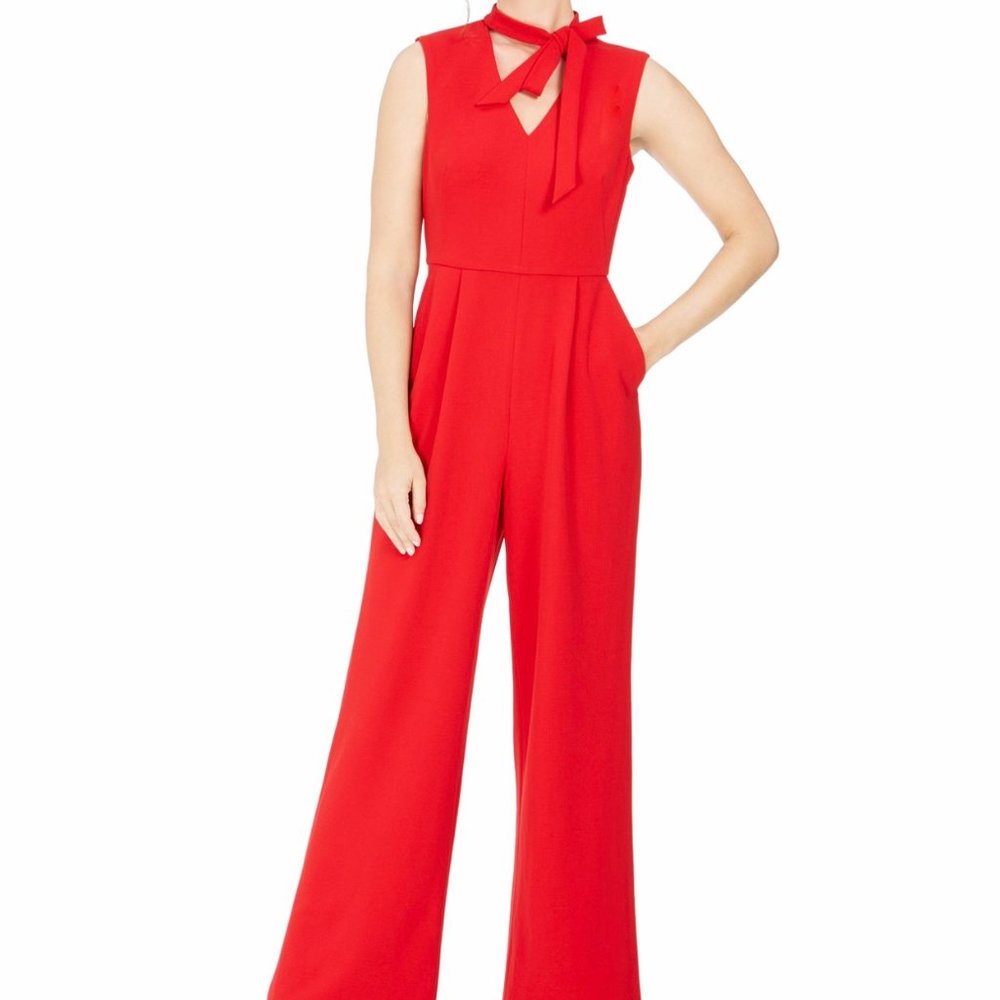 Calvin Klein Tie-Neck Scuba Crepe Jumpsuit